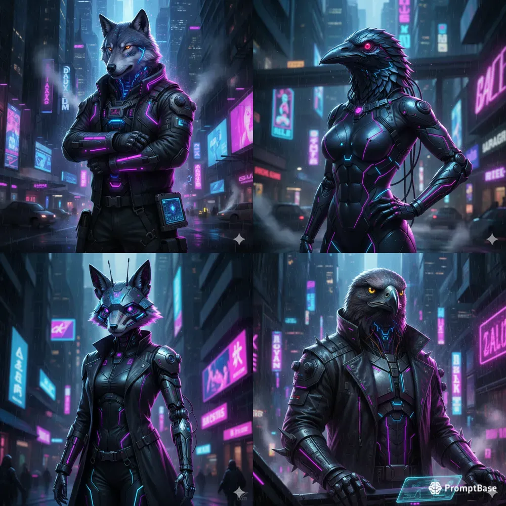Cyberpunk Animalhead Human Portraits