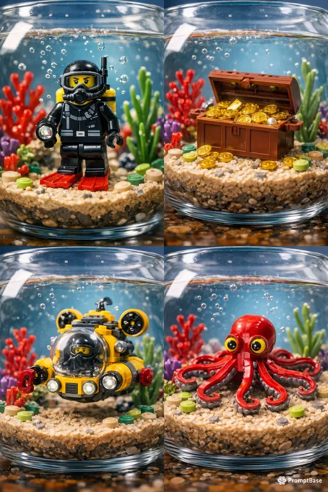 Macro Lego Underwater Displays