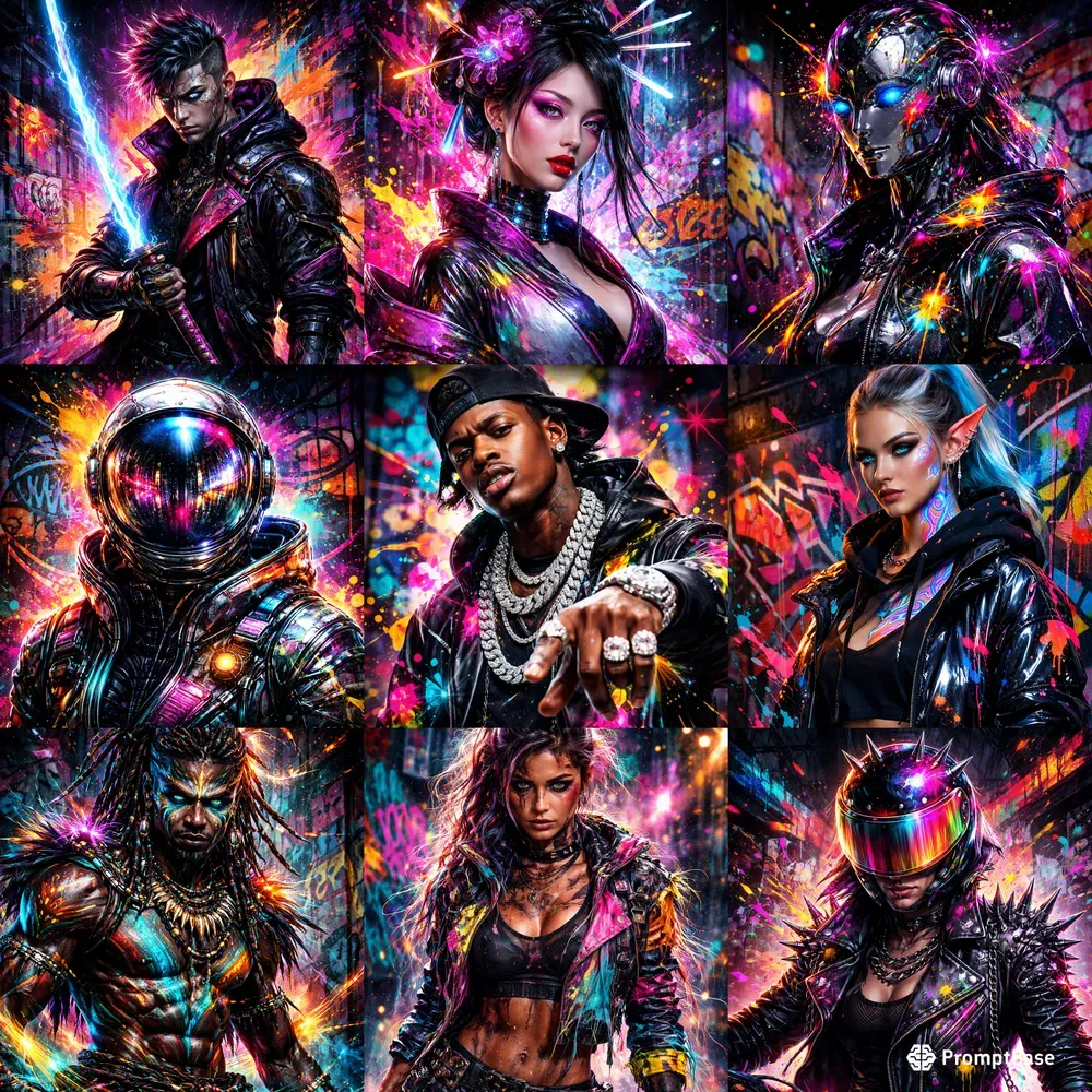 Neon Street Art Fashion Portrait Packs