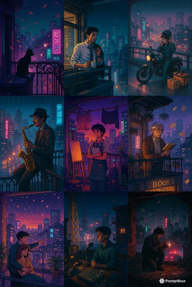 90s City Pop Pixel Art