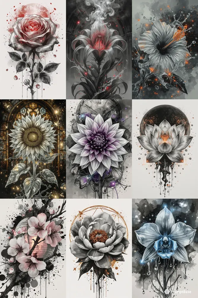Ethereal Glowing Flower Art