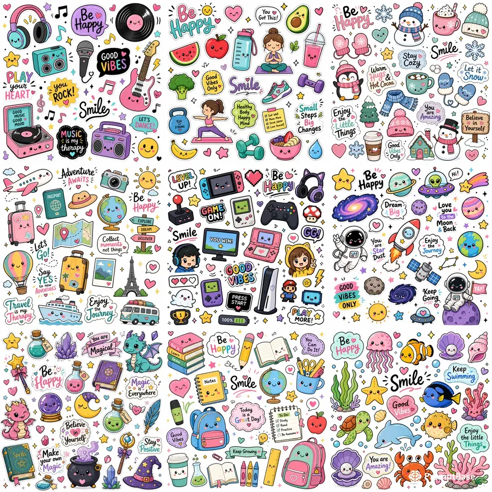Kawaii Sticker Sheet Generator