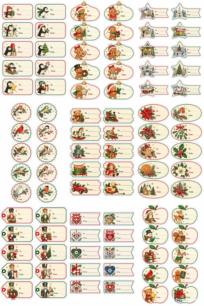 Christmas Gift Tag Sticker Sheets