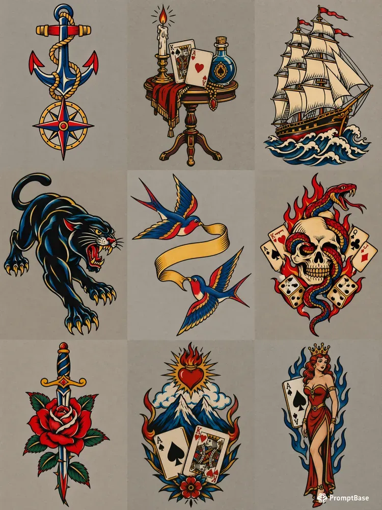 Classic Sailor Jerry Tattoo Flash Sheets