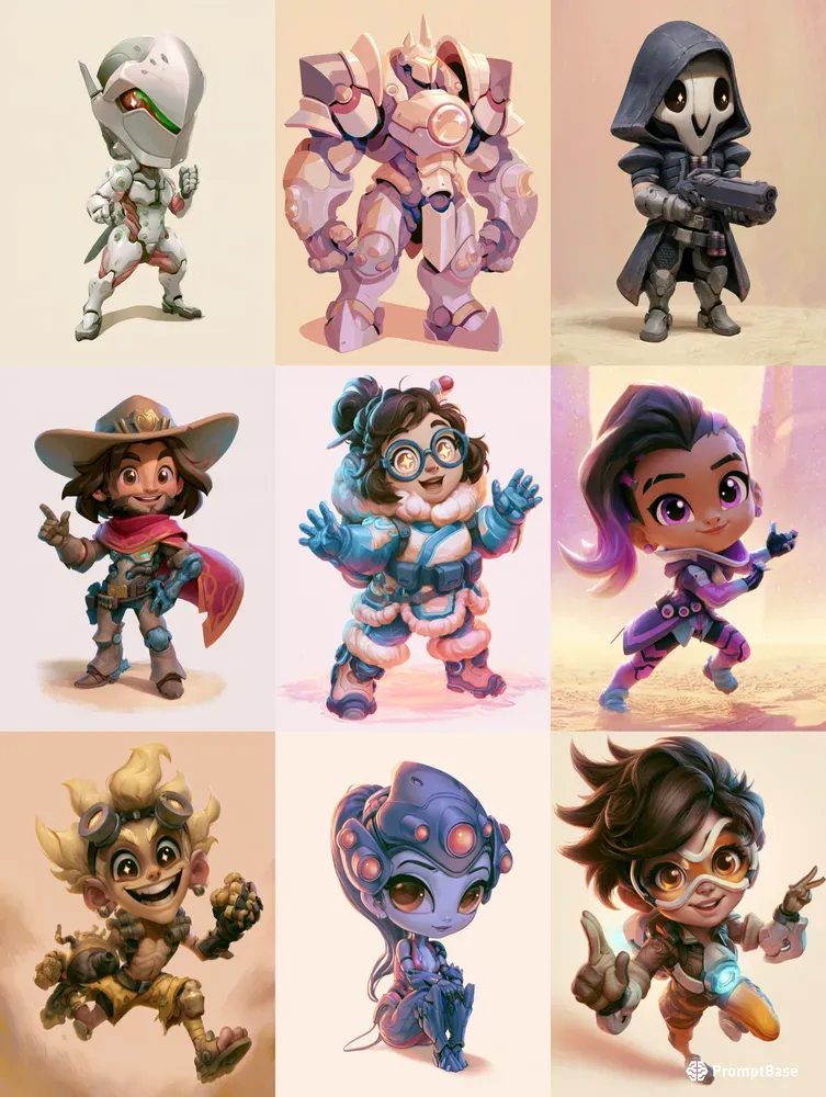 Overwatch Chibi Character Designs