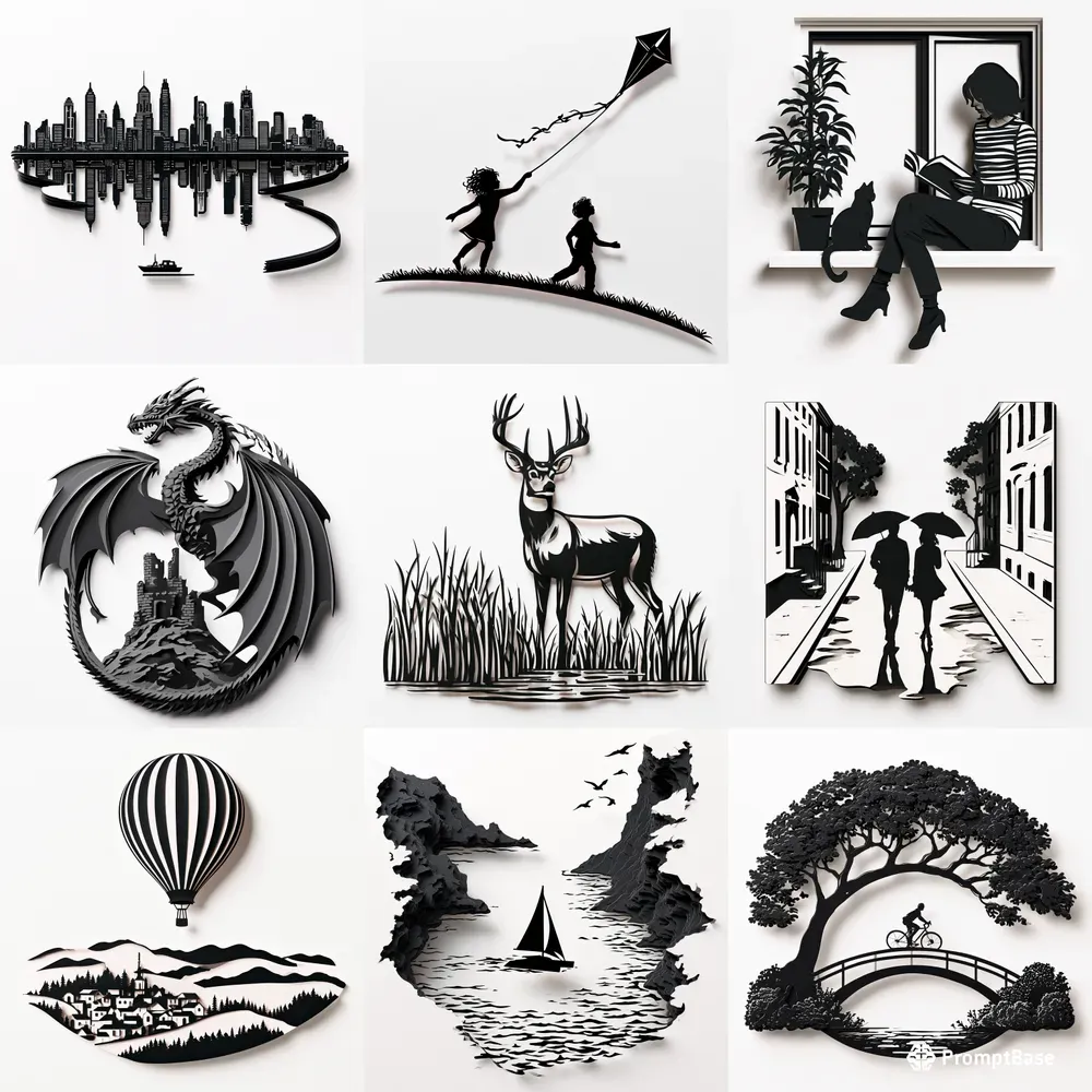 Papercut Silhouette Illustrations