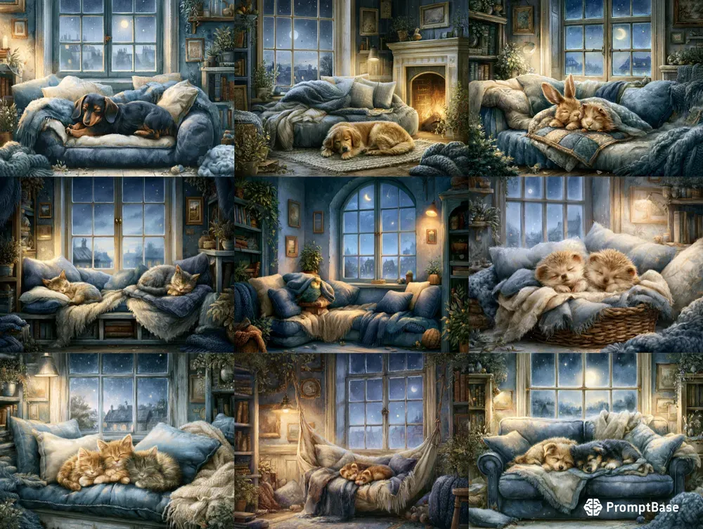 Cozy Bedtime Storybook Illustrations