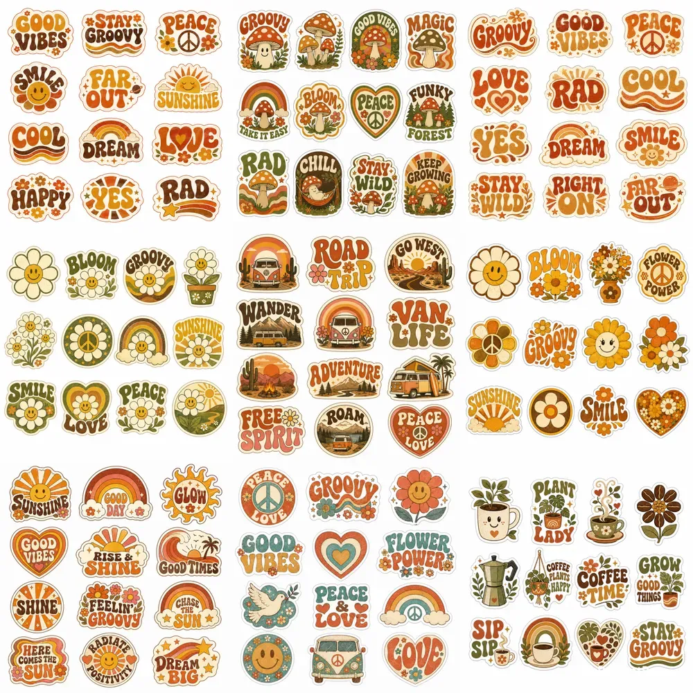 Retro Groovy Sticker Sheets