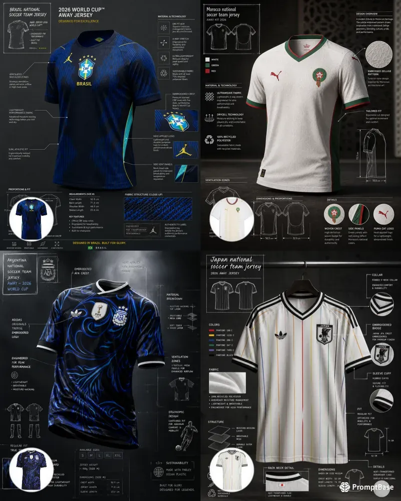 Soccer Teams Away Jerseys World Cup