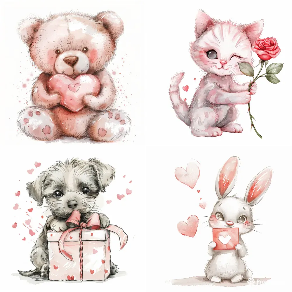 Nursery Animals Valentine Clipart