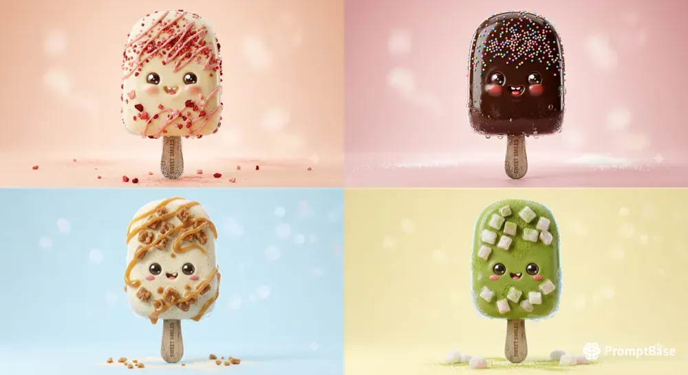 3D Kawaii Ice Cream Bar Mascots