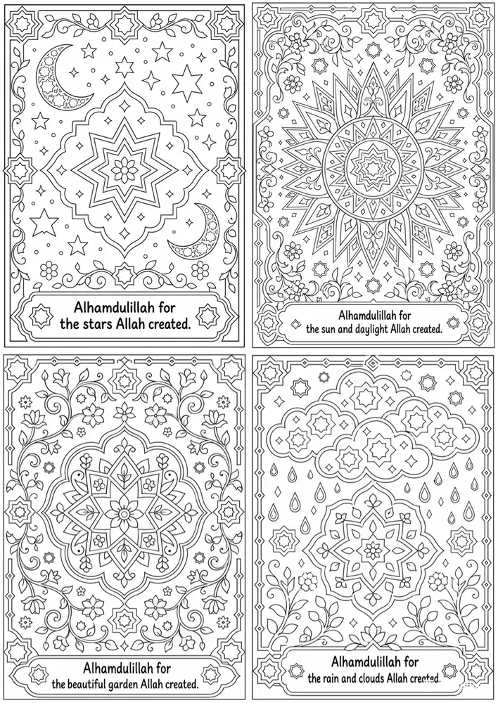 Halal Nature Gratitude Coloring Pages