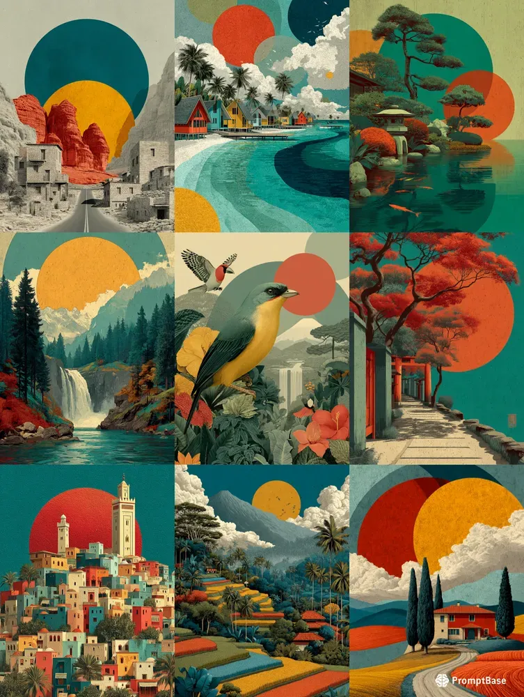 Retro Muted Landscape Poster Art