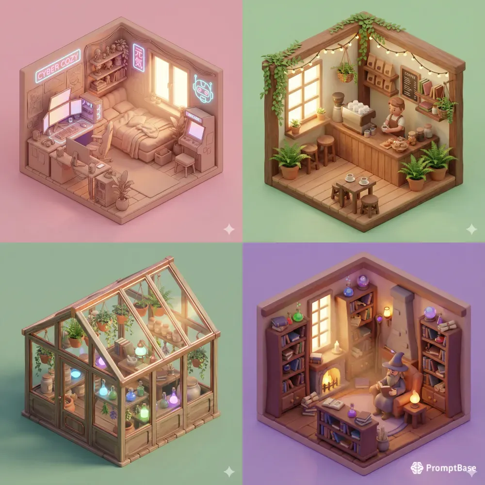 Cute Isometric 3D Rooms