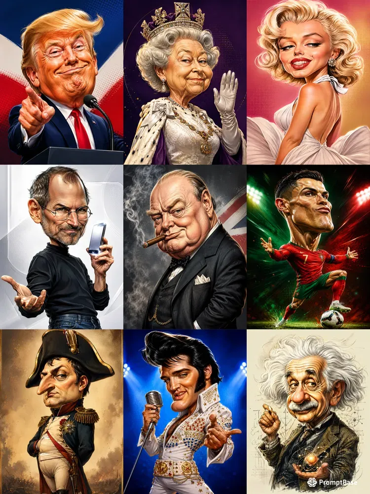 Cinematic Famous Figures 4K Caricatures