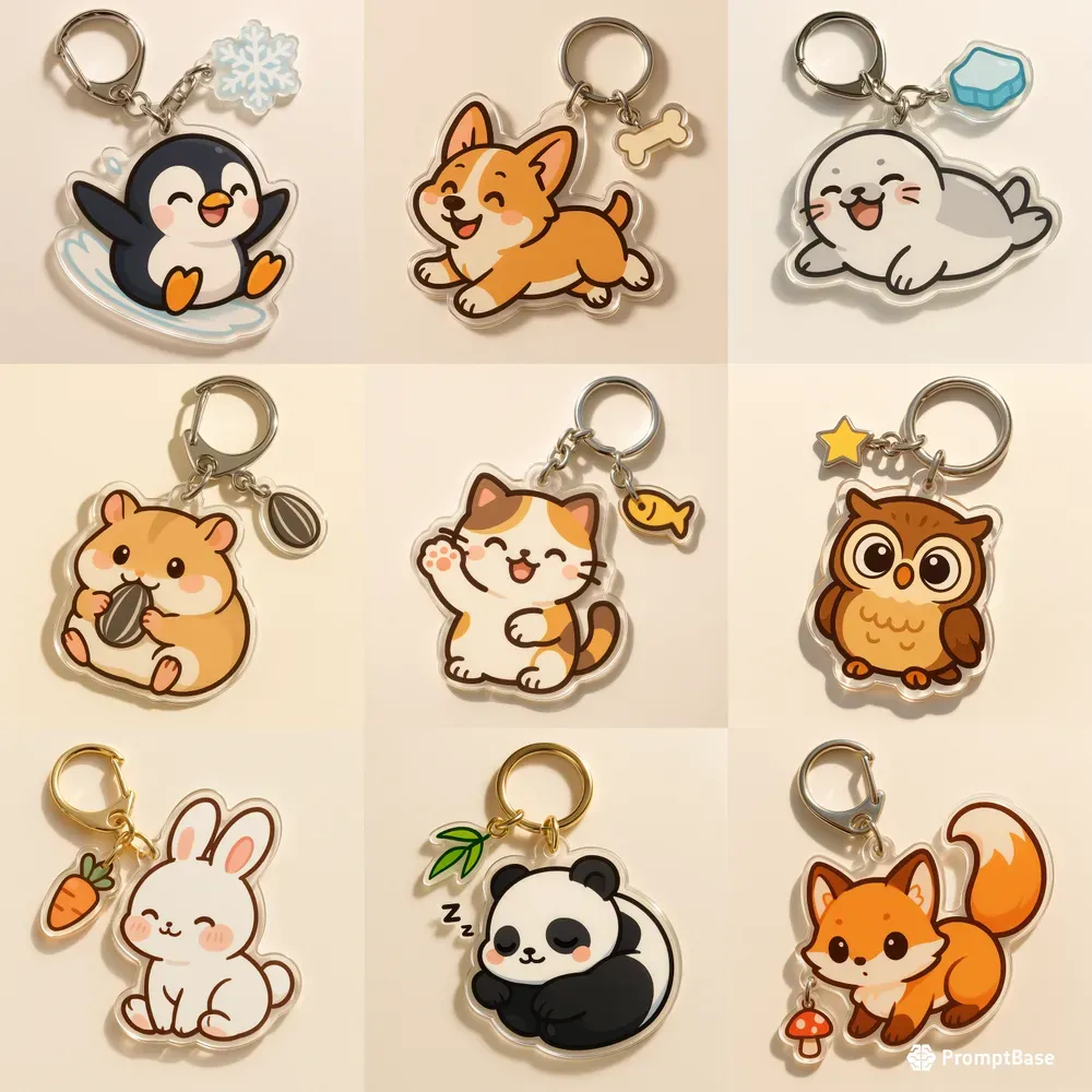 Cute Animal Acrylic Keychain Collections