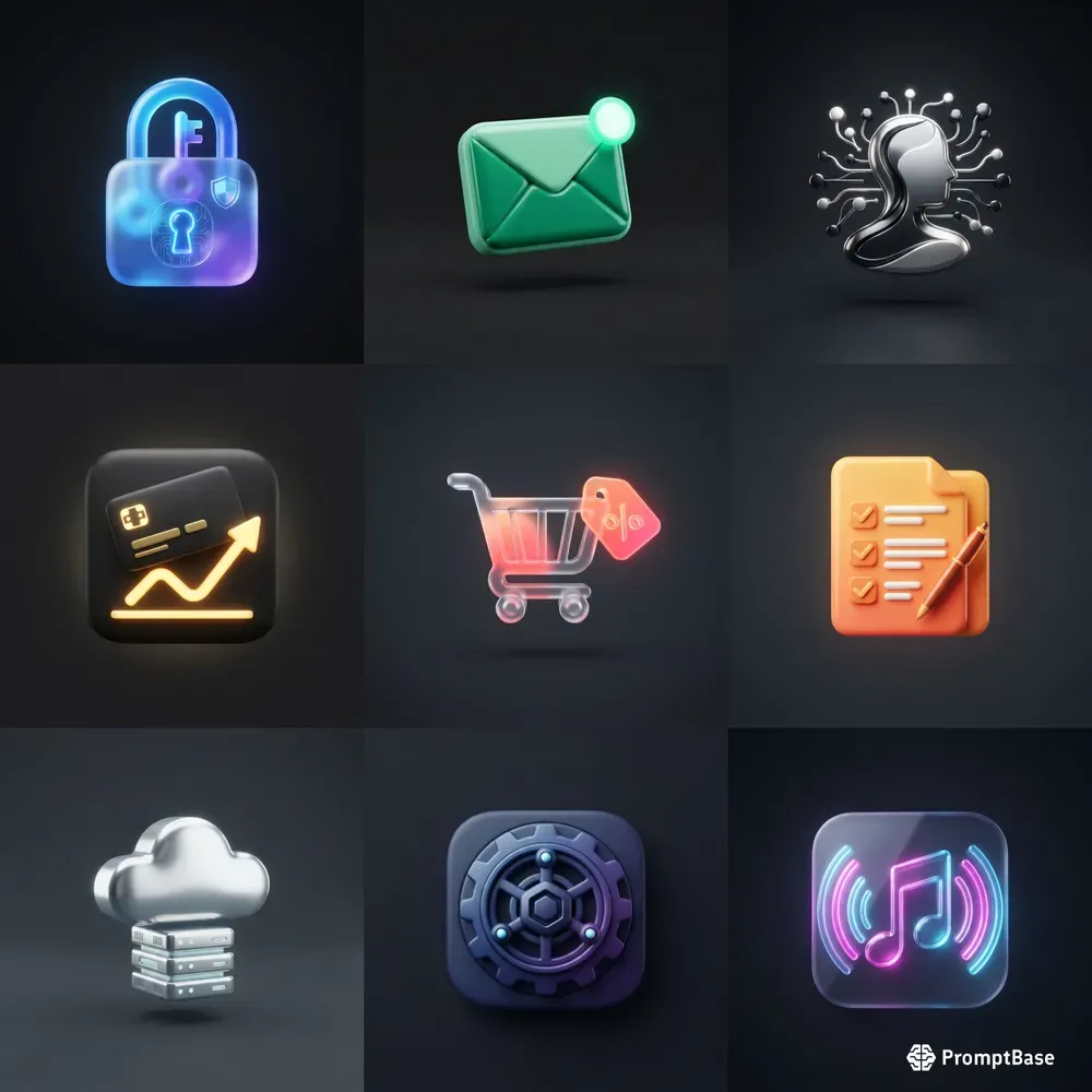 3D UI Mobile App Icons