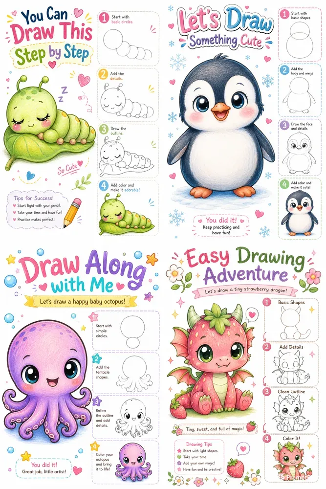 Cute Stepbystep Drawing Guides
