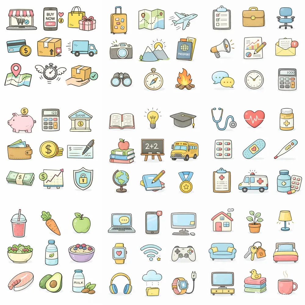 Cute Minimal Doodle Icons