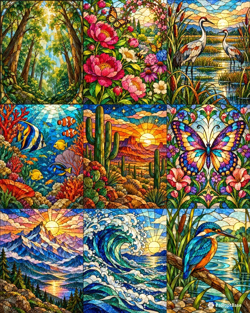 Stained Glass Nature Panels