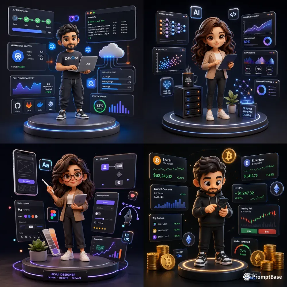 3D Cute Professional Dashboard Dioramas