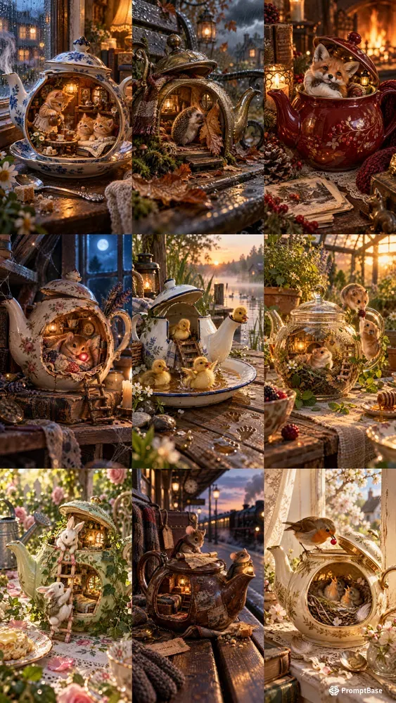 Tiny Animals Inside Teapots