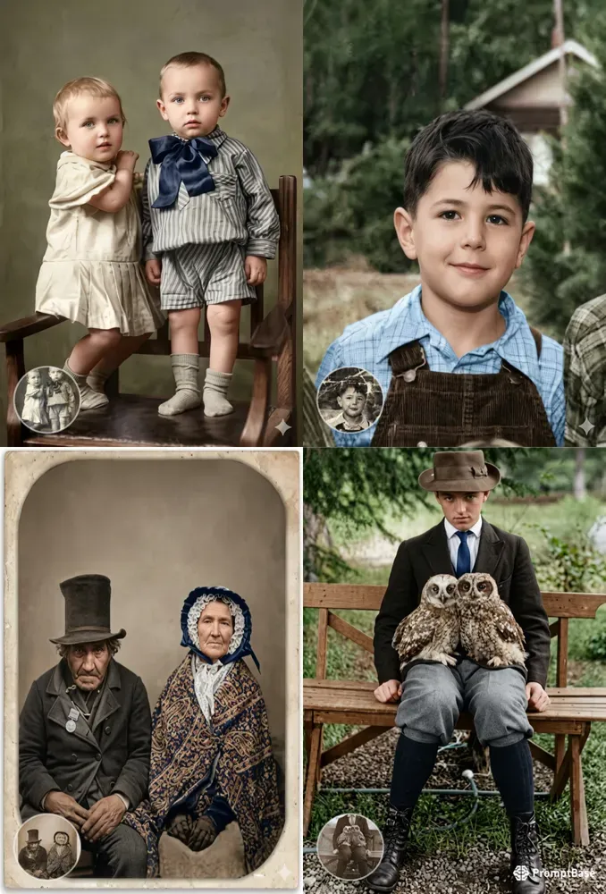 8K Realistic Photo Restore Colorizes