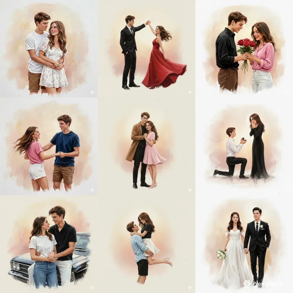 Romantic Couple Oil Paintings