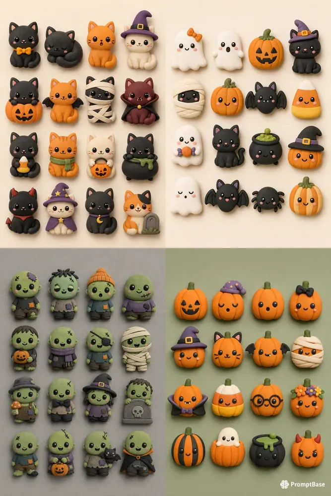 Kawaii Halloween Clay Magnets