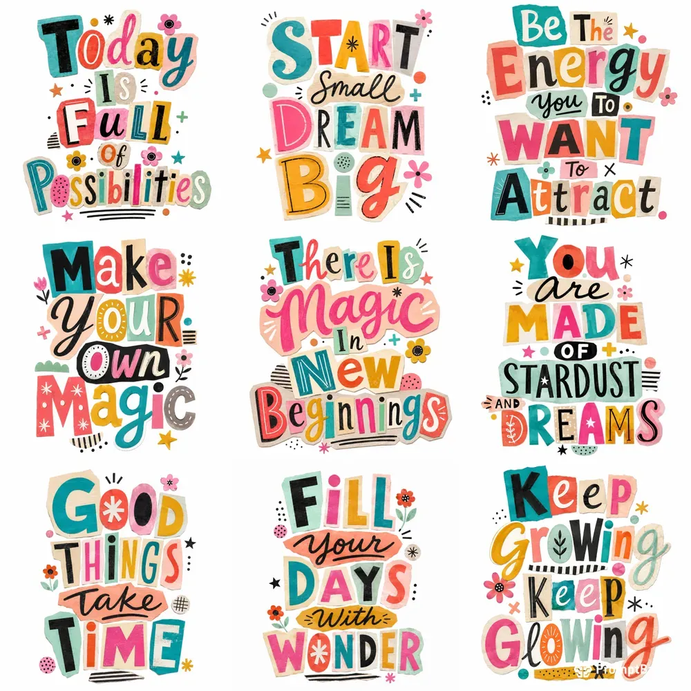 Whimsical Handmade Typography Collages