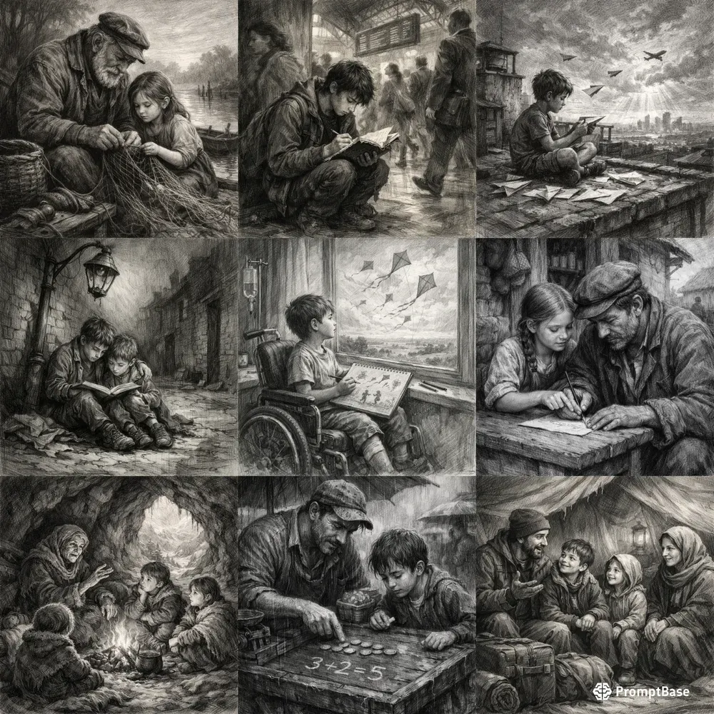 Emotional Monochrome Story Scenes