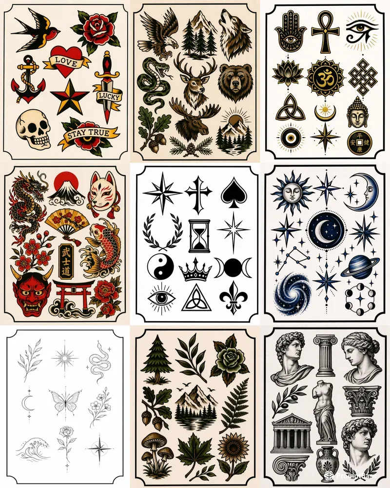 Tattoo Flash Sheet Designs