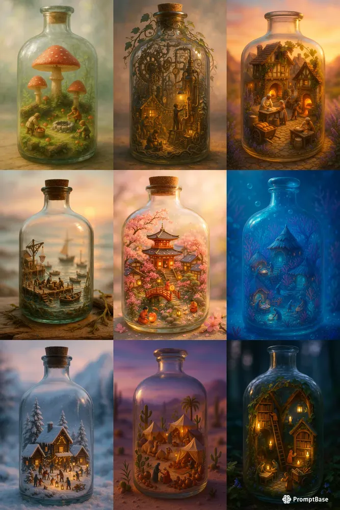 Miniature Worlds In Bottles