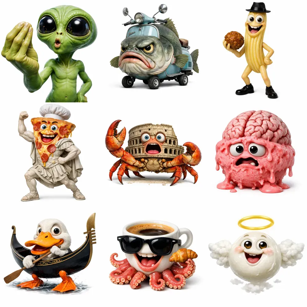 Italian Brainrot Surreal Characters