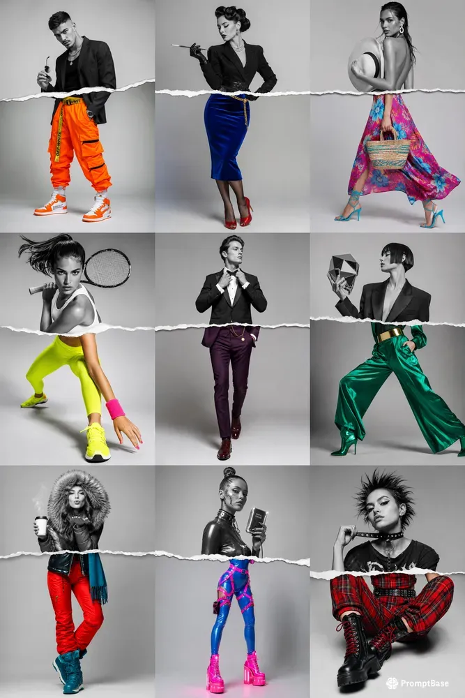 Torn Paper Split Color Fashion
