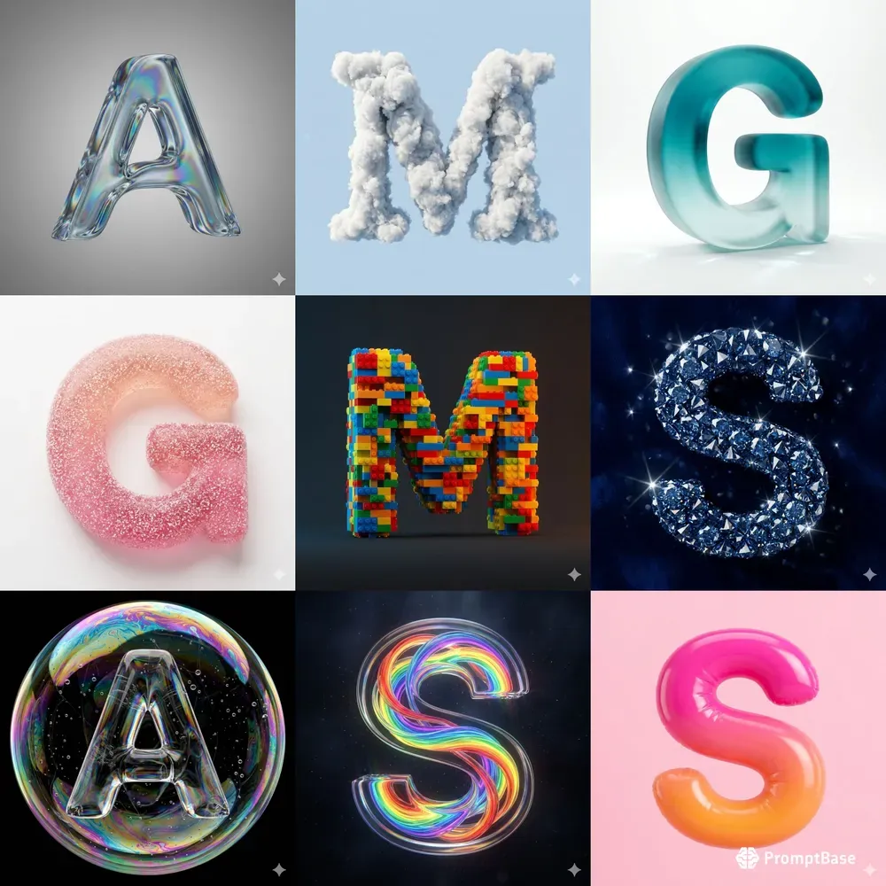 Hyperrealistic 3D Material Alphabets