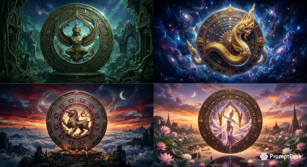 Ancient Thai Zodiac Wheel Art Generator