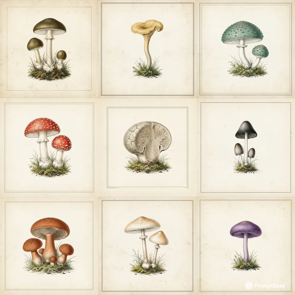 Vintage Botanical Mushroom Illustrators