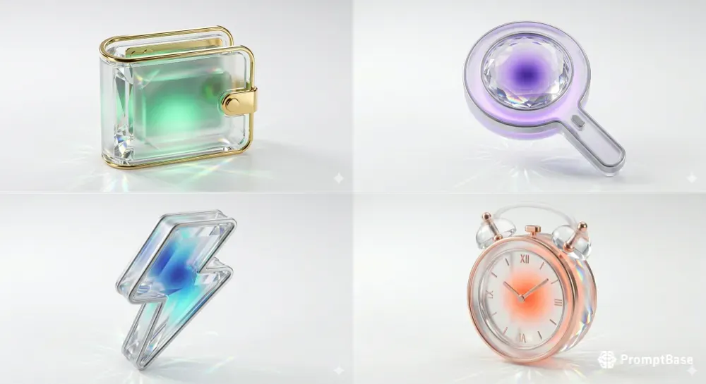 3D Glass Texture Icons