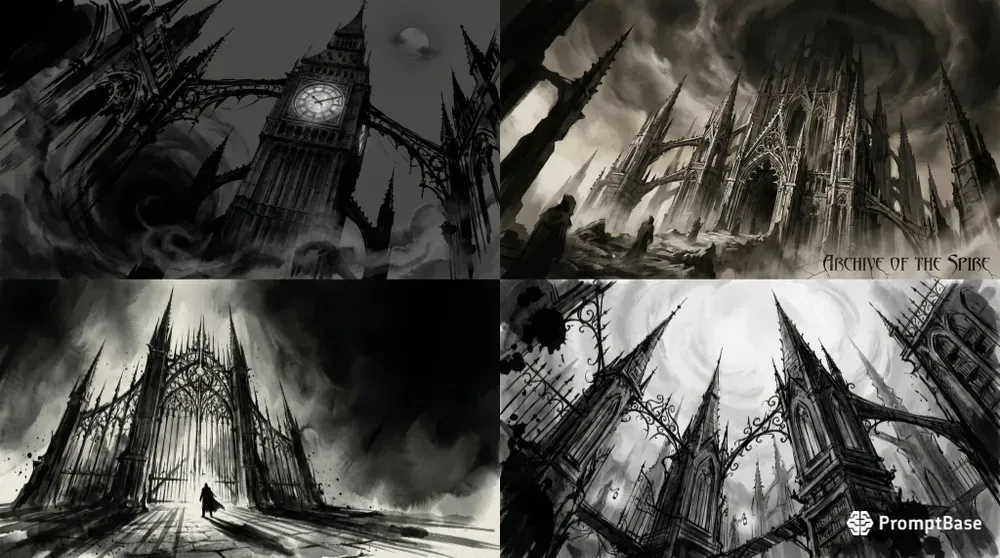 Gothic Obsidian Ink Illustrations