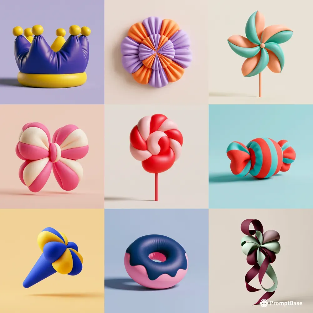 Happy Birthday 3D Party Clipart Icons