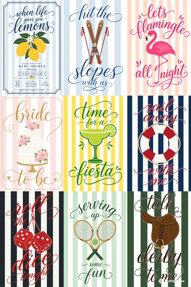 Preppy Striped Invitation Posters