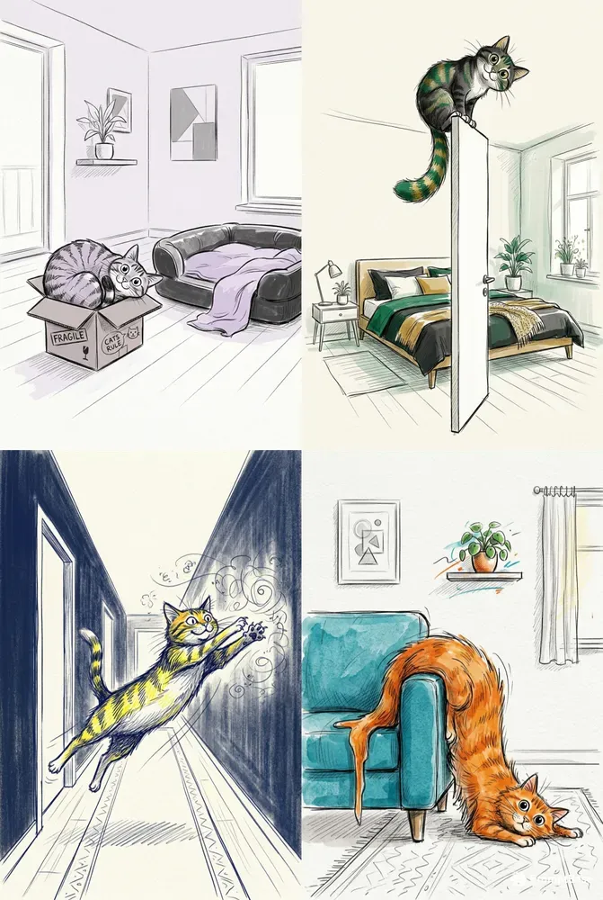 Cat Logic Doodle Poster Design Assets