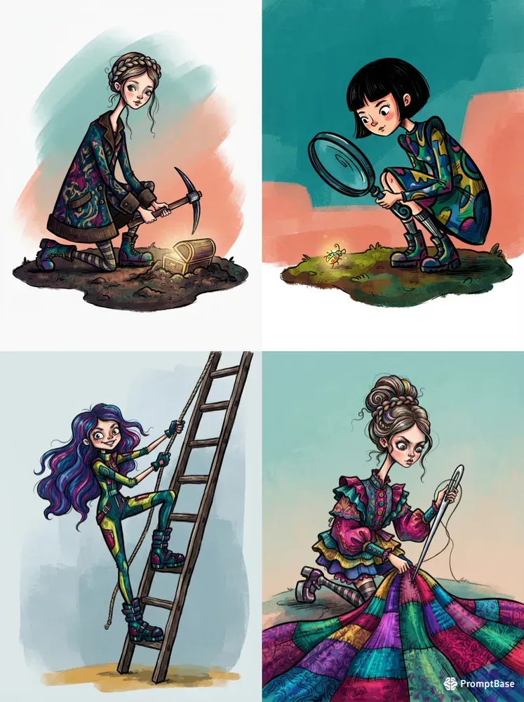 Whimsical Unique Girls Art Packs