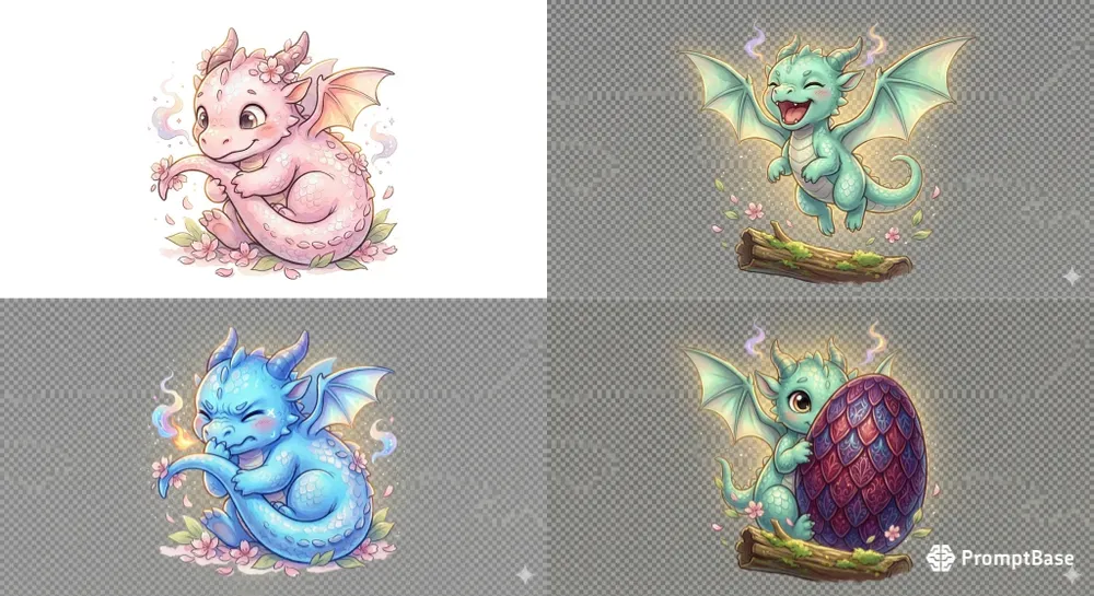 Whimsical Baby Dragon Character Art Packs