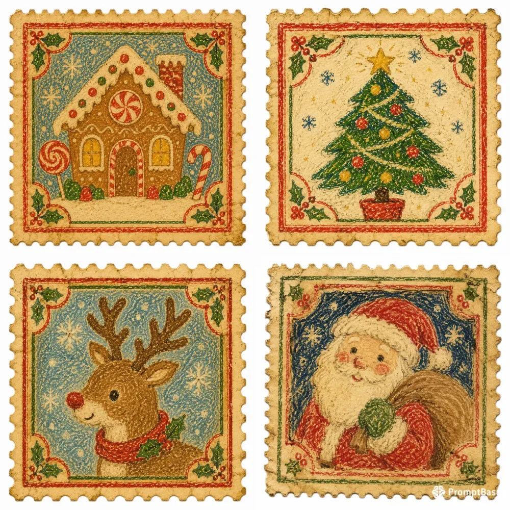 Christmas Crayon Stamp Ephemera