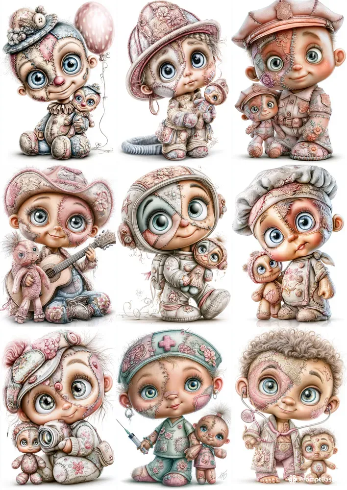 Cute Stitched Career Characters