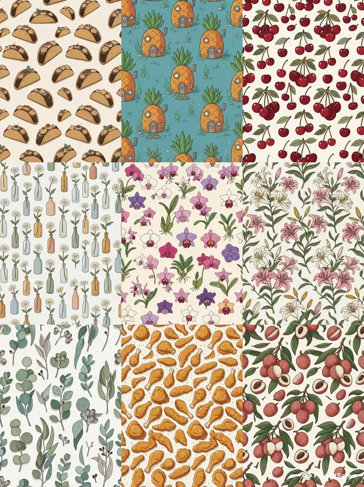 Flat Vector Editorial Seamless Patterns
