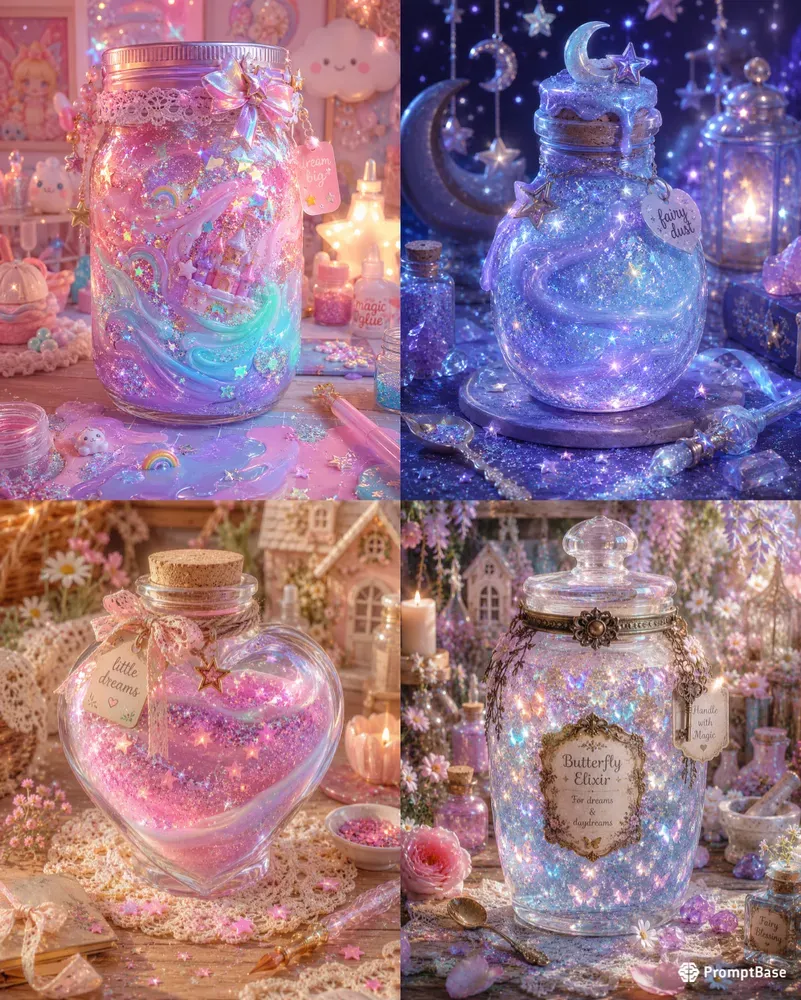 Whimsical Glue Glitter Jars