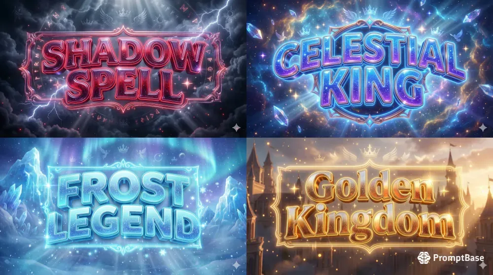3D Fantasy Neon Glass Text Logos